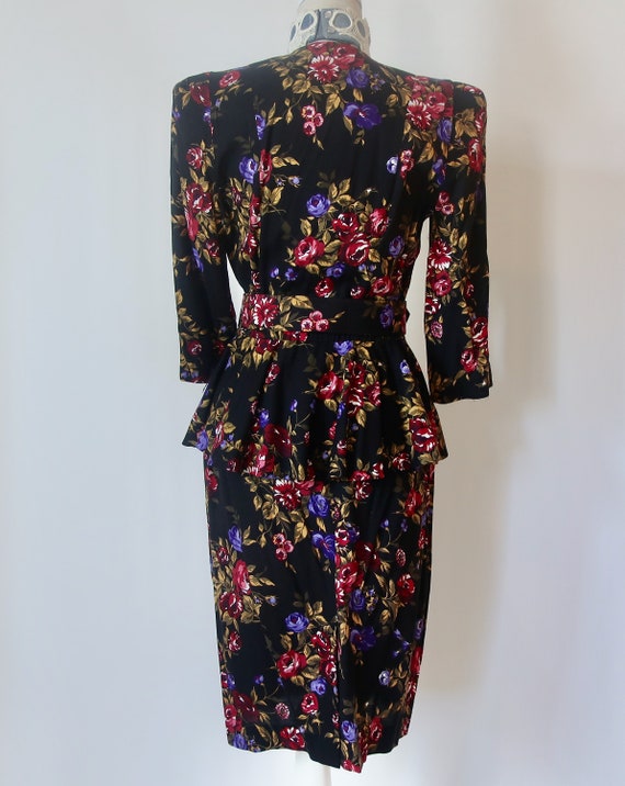 Leslie Fay, 80s Floral Two Piece Skirt Set, Penci… - image 4