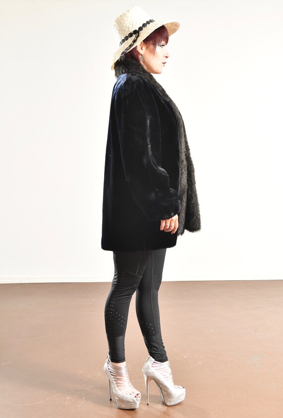 80's Black Faux Fur Coat, Winter Overcaot, JORDAC… - image 4