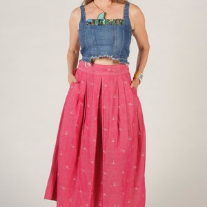 80's Preppy Pink Skirt, Long Prairie Skirt, Full Pleated Midi, Levi Strauss Skirt, Perry Ellis image 2