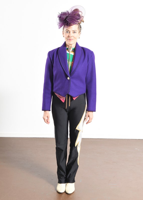 Western Purple Wool Coat/ Southwest Cropped BLaze… - image 3