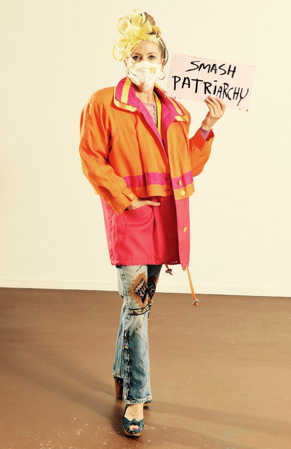 J Gallery/ 80's Anorak Jacket/ 80's Rave/ Hot Pink