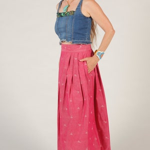 80's Preppy Pink Skirt, Long Prairie Skirt, Full Pleated Midi, Levi Strauss Skirt, Perry Ellis image 5