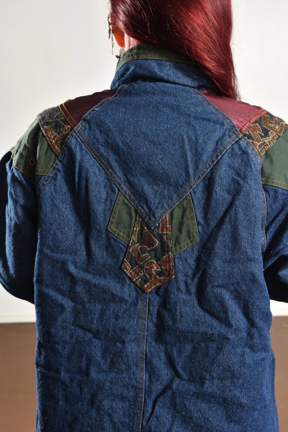 80's Denim Padded Coat, Winter Jean Jacket, South… - image 5