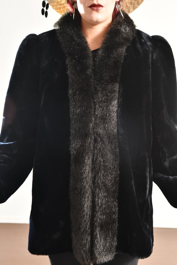 80's Black Faux Fur Coat, Winter Overcaot, JORDAC… - image 7