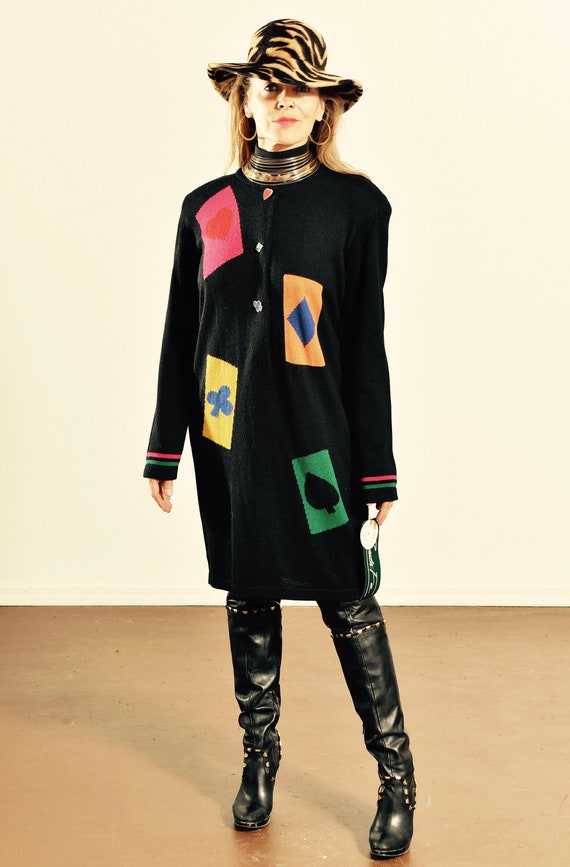 Santa Fe Sweater Dress/ 80's Sweater Dress/ Vintag