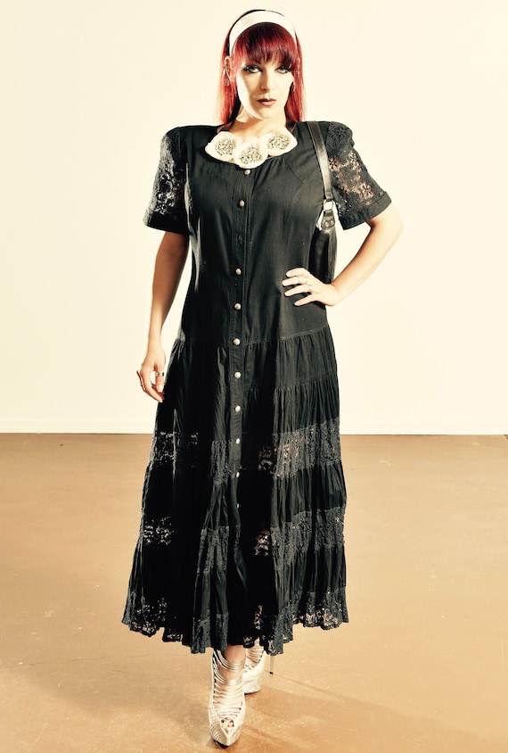Black Denim Ruffle Dress, Country Western, Lori Lu