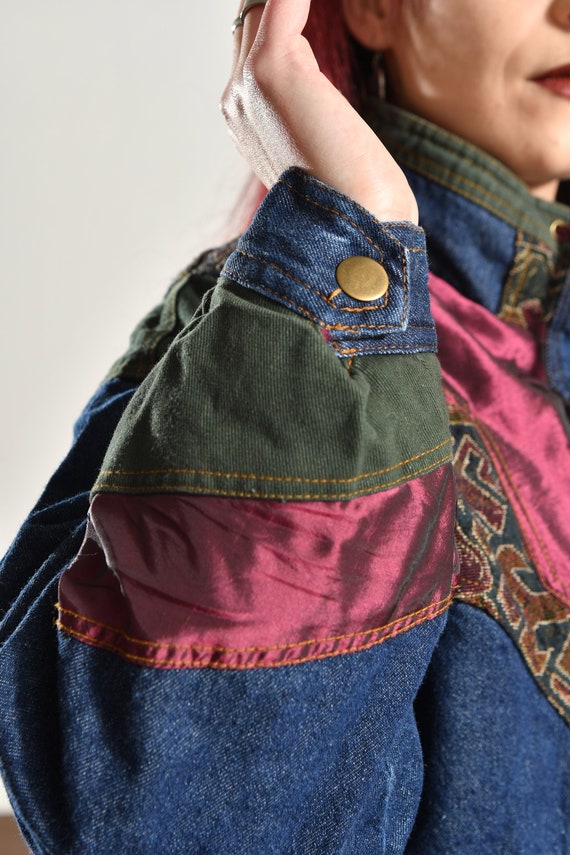 80's Denim Padded Coat, Winter Jean Jacket, South… - image 8