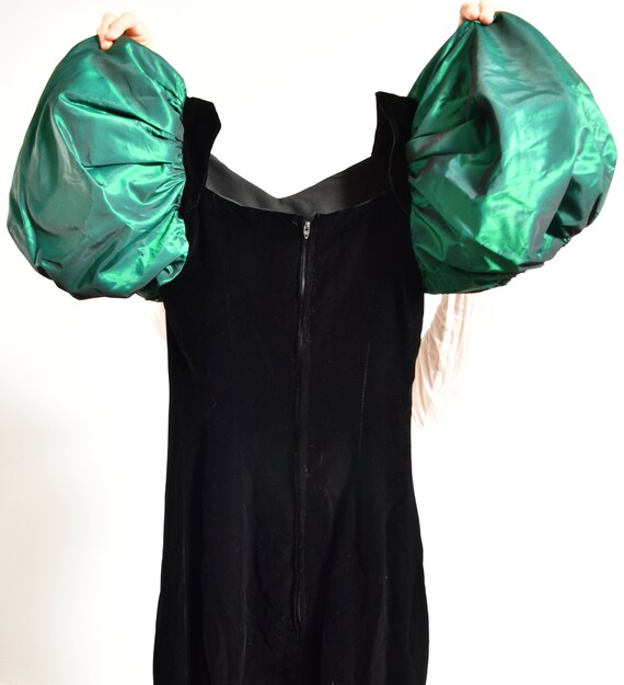 Velvet Dress/ Black Velvet Dress/ Big Puff Sleeve… - image 9