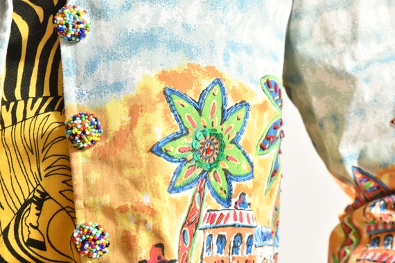 Beaded Palm Tree Print Cropped Summer Jacket with… - image 7