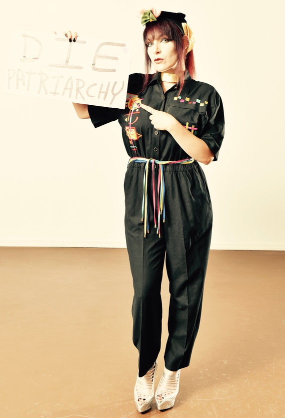 Saint Germain Paris Jumpsuit/ 80's Black Jumpsuit/