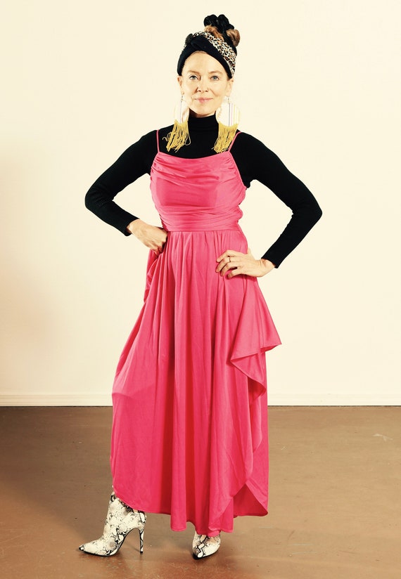 Hot Pink Disco Dress/ Salsa Dress/ 70's Pink Dres… - image 1