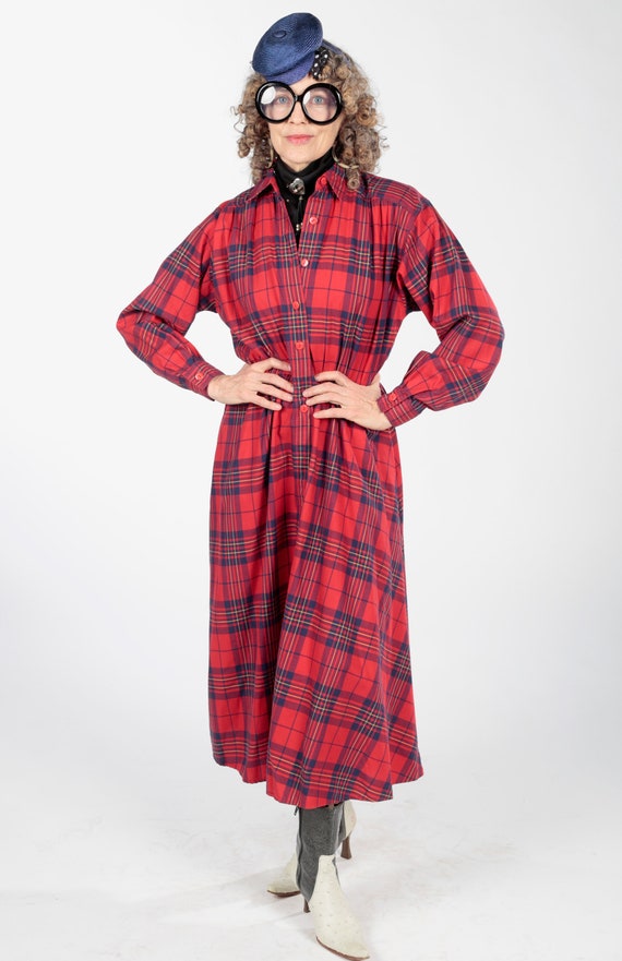 Liz Claiborne Dress/ 80s Shirtdress/ Plaid Shirtd… - image 2