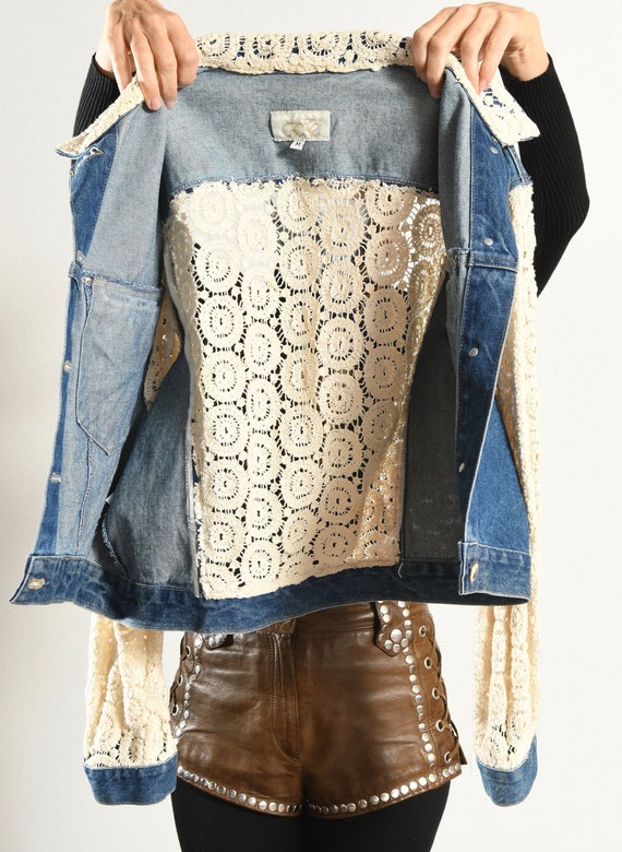 Cache/ Denim Jacket/ Denim Crochet Jacket/ Altere… - image 10