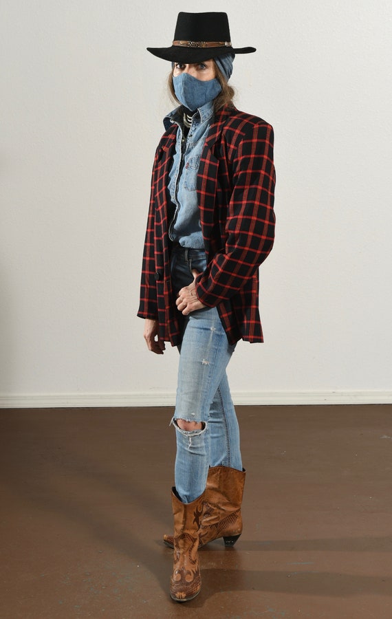 80's Double Breasted Plaid Blazer, Preppy School … - image 5