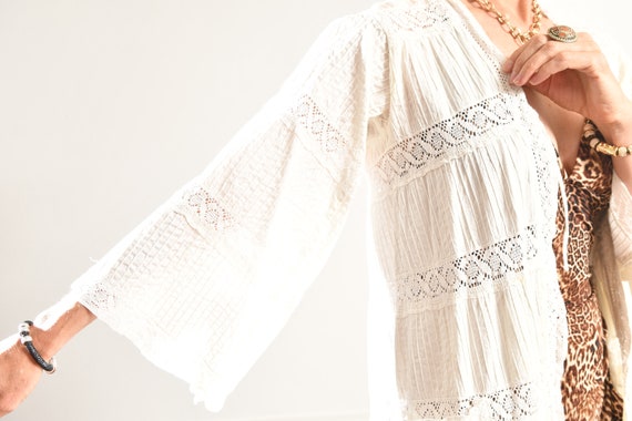 Vintage White Cotton Lace Robe/ Lace Beach Cover … - image 6