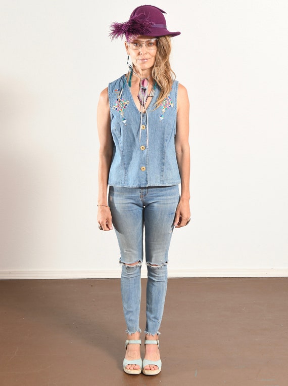 Saint Germain Paris/ Denim Vest/ 80's Denim Vest/… - image 2