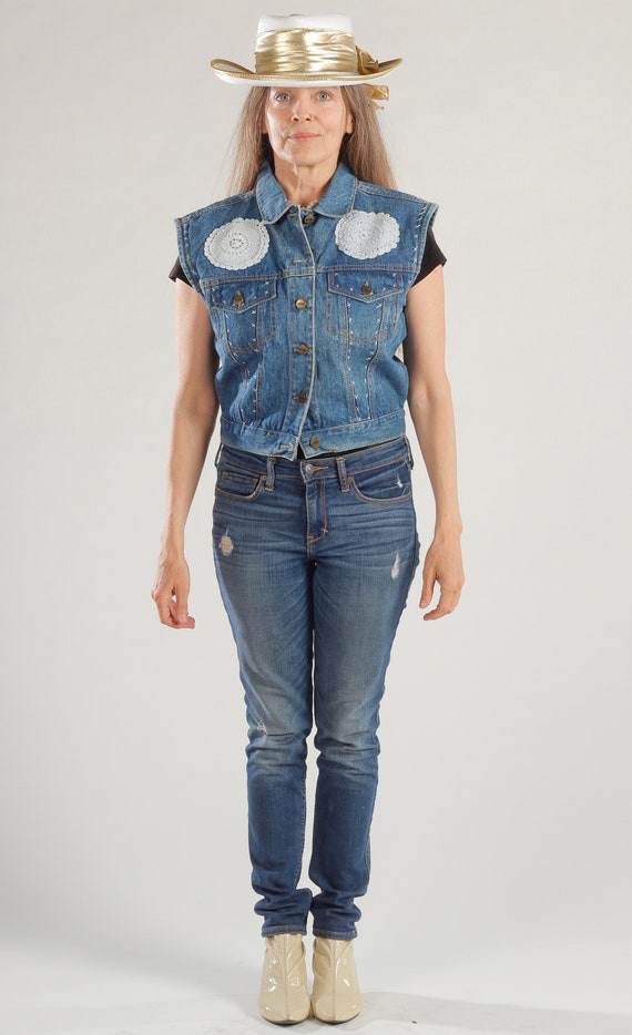 Appeal/ Denim Vest/ Denim Embroidered Vest/ Denim… - image 6