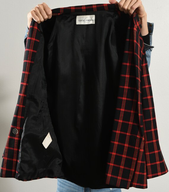 80's Double Breasted Plaid Blazer, Preppy School … - image 10