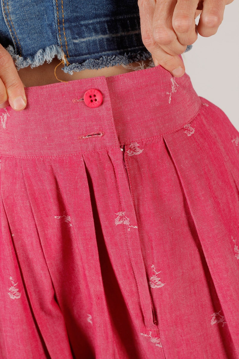 80's Preppy Pink Skirt, Long Prairie Skirt, Full Pleated Midi, Levi Strauss Skirt, Perry Ellis image 8