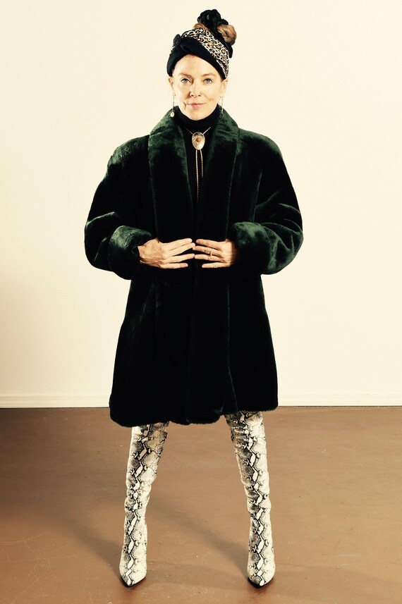 Monterey Fashions Faux Fur Coat/ 80's Faux Fur Coa