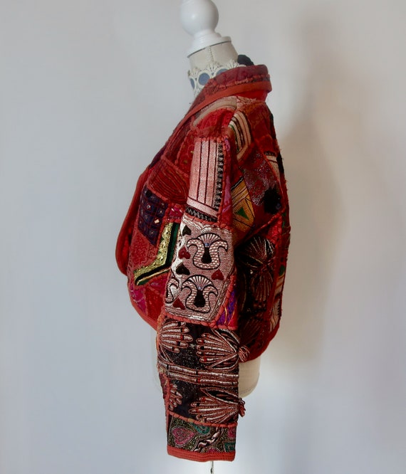 Kantha Patchwork Jacket, Patchwork Bolero, India … - image 5