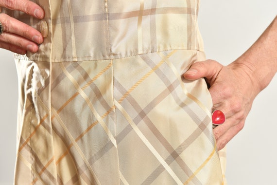 Adrienne Vittadini Silk Plaid Dress/ Preppy Beige… - image 8