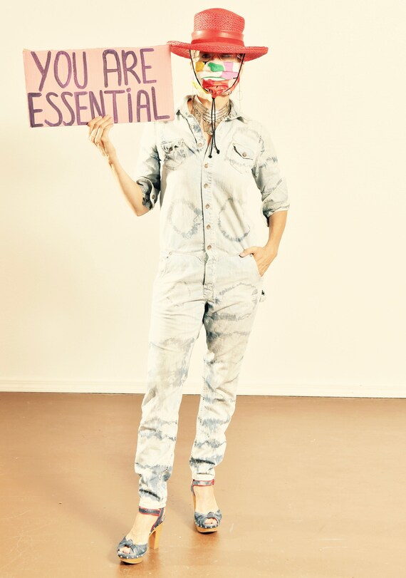 H&M Denim/ Denim Jumpsuit/ Denim Tie Dye Jumpsuit/