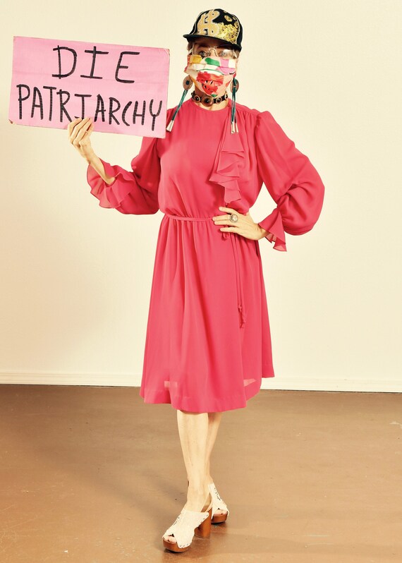 Ayers by E. Eysen/ Pink Chiffon Dress/ Chiffon Sec