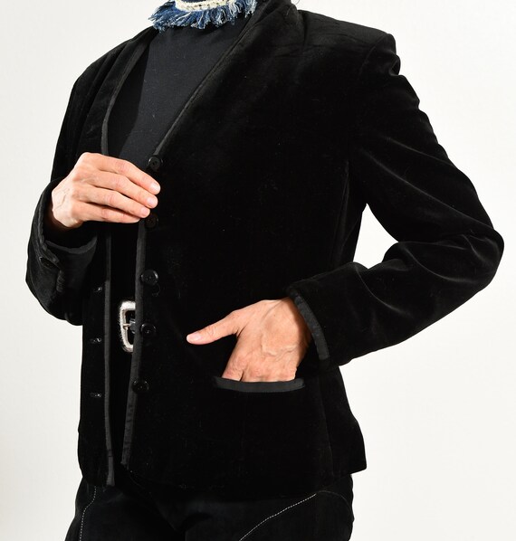 Butte/ Black Velvet Blazer/ Cropped Velvet Jacket… - image 6