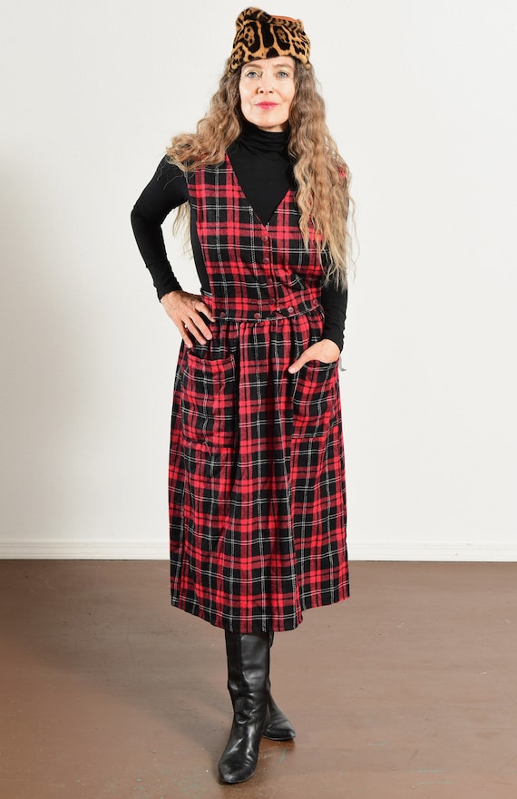 plaid overall dress