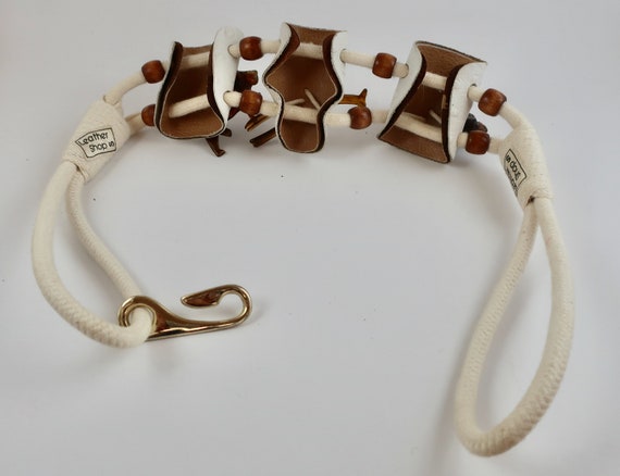 Safari Belt/ Ostrich Leather Belt/ White Ostrich … - image 6