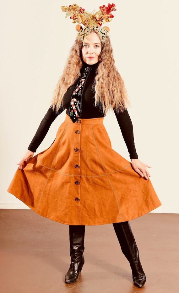 Karen Miller/ Vegan Suede Skirt/ Faux Suede Skirt/