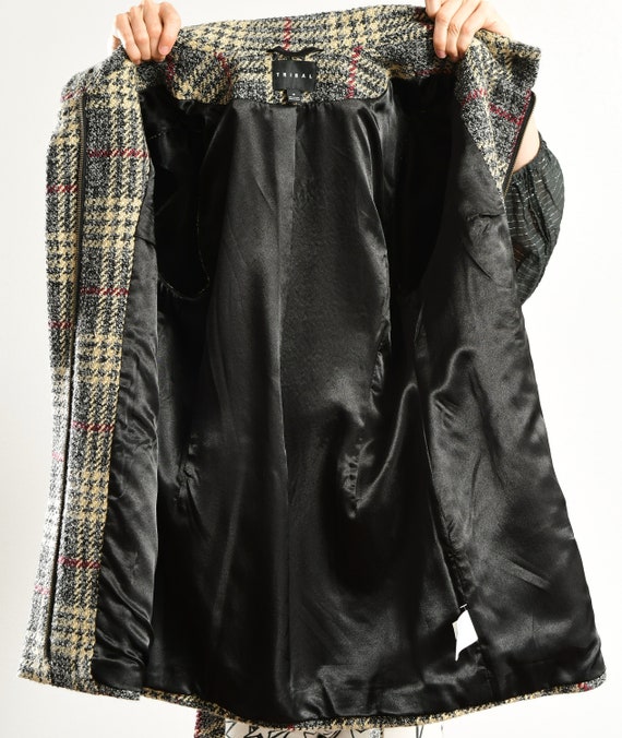 Plaid Cape Coat/ Belted Tartan Jacket, Gray Fall … - image 10