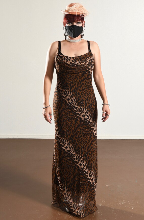 ONYX Nite/ 90's Slip Dress/ Leopard Print Chiffon… - image 4