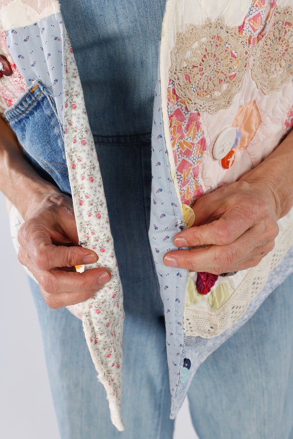 Denim Vest/ Quilt Vest/ Quilt Denim Vest/ Quilted… - image 9