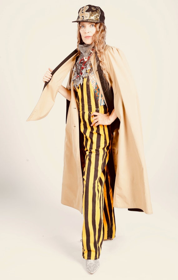 Reversible Trench Coat Cape Attached Scarf, Puff … - image 1