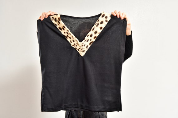 Leopard Print Shirt/ Faux Fur Leopard Print/ Blac… - image 9