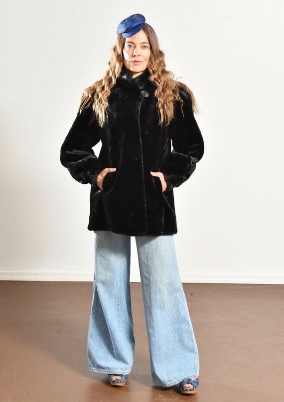 80's Black Faux Fur Coat/ Donny Brook Faux Fur Co… - image 2