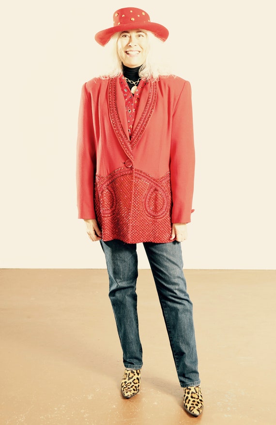 Creative Creations/ Red Sequin Blazer/ Western Seq