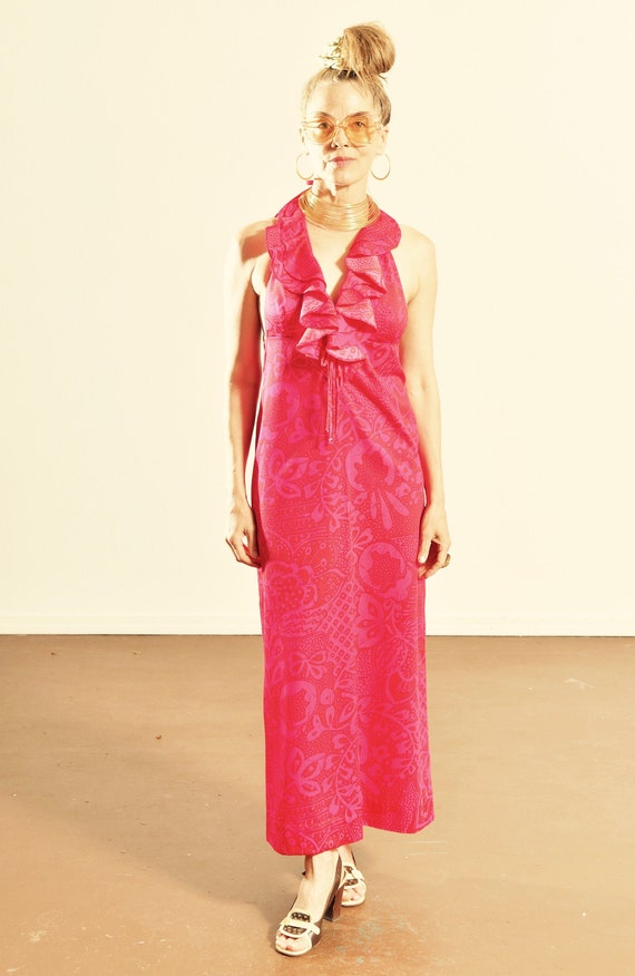 Vintage Hawaiian Dress/ Vintage Halter Dress/ Hot