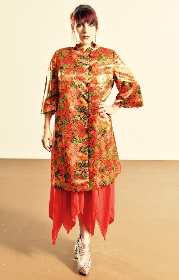 Vintage Satin Opera Coat/ 50's Opera Coat/ Mandari