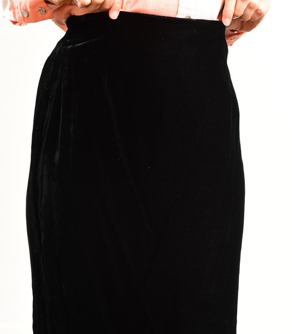 80's Velvet Skirt/ Velvet Pencil Skirt/ Black Vel… - image 7