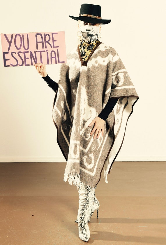 Mexican Blanket Poncho/ Southwest Blanket Poncho/