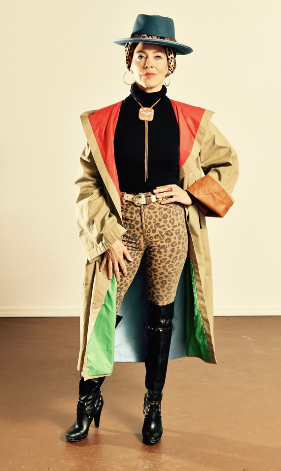 Vintage Trench Coat/ Alligator Trench Coat/ Very L