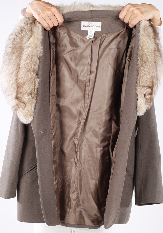 Evan Picone/ Fur Collar Coat/ Fur Collar Blazer/ … - image 10