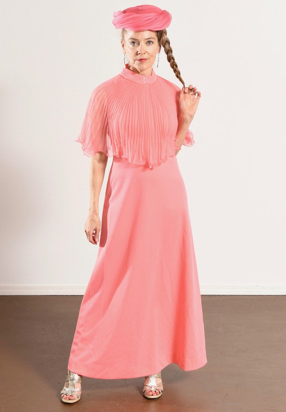 Miss Rubette Inc./ Pink Chiffon Prom Dress/ 70's … - image 3