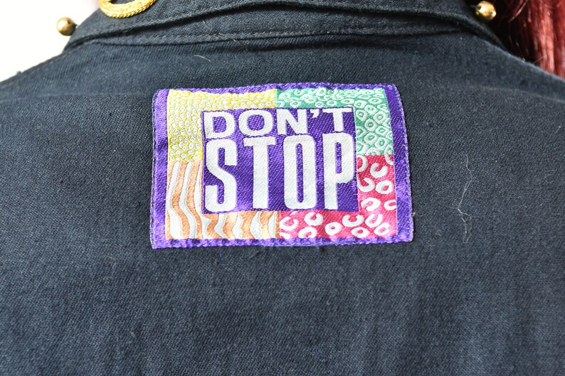 80/'s Don/'t Stop Jeans Bo/'s Denim Pantsuit Vintage Denim Pantsuit Embroidered Denim Pantsuit Size M