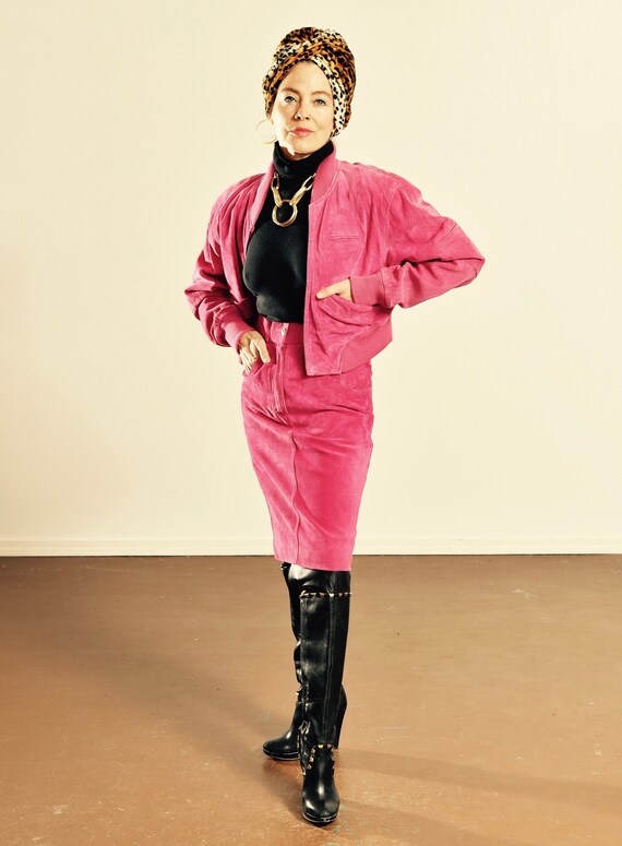 hot pink suede jacket