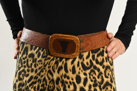 Cow Skull Belt Buckle Belt/ Cow Skull Belt/ Vinta… - image 2