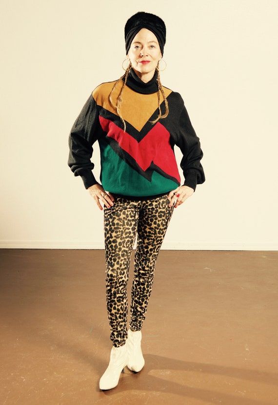 Lilli Ann/ Suede Knit Turtleneck Sweater/ Black Kn